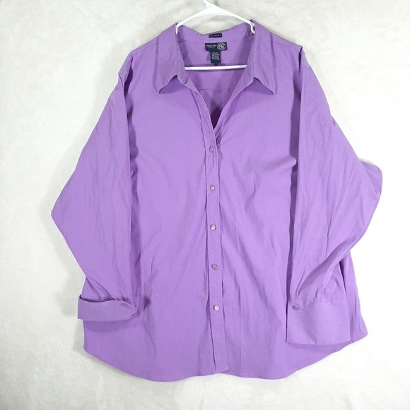 Venezia Jeans Clothing Co Tops - Venezia Jeans Purple Lavender Button Shirt Stretch Long Sleeve Plus Size 26/28